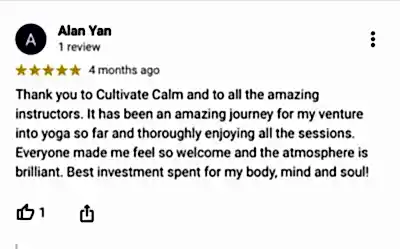 5 star review for Cultivate Calm Yoga Brisbane