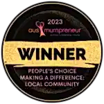 Best yoga BRisbane Winner - AusMumpreneur Award for Making a difference in the local community